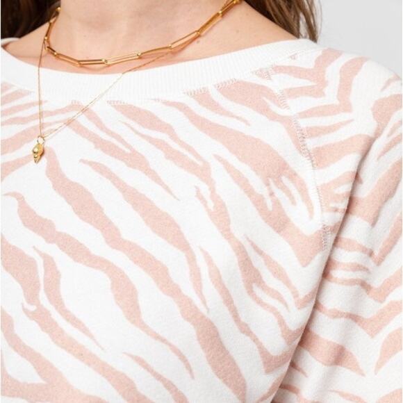 Rails Theo Flocked Sweatshirt Blush Pink Tiger Stripes XL - Picture 5 of 13